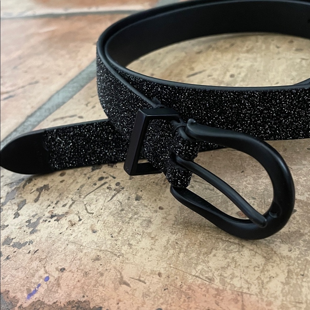 AllSaints Luna Sparkle Skinny Leather Black Western Belt Size Medium NWOT - Picture 15 of 16